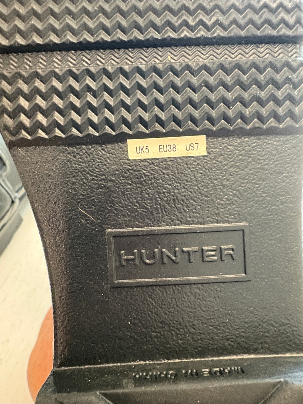 Hunter Black Rubber Rain Boots with Logo Sole - Picture 2 of 6